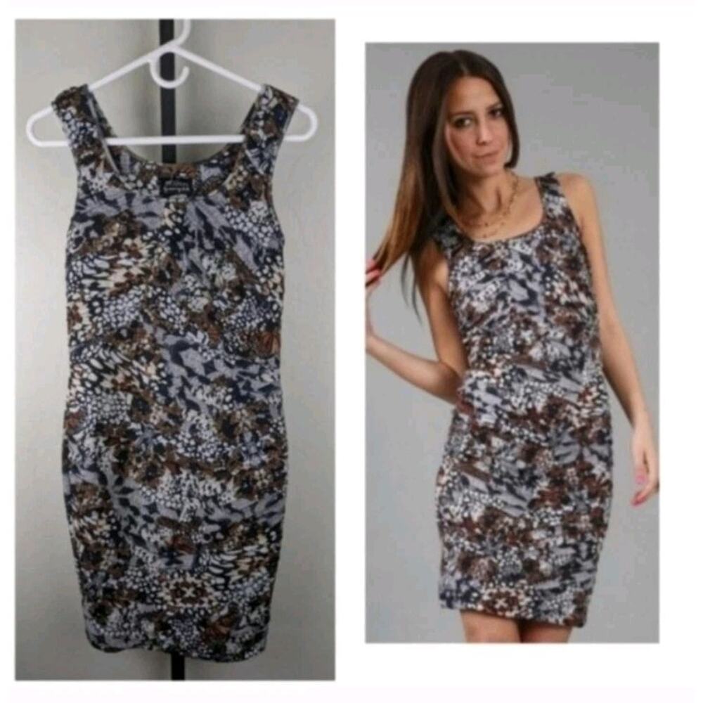 Torn by Ronny Kobo Small Sleeveless Midi Length Bodycon Dress butterfly print